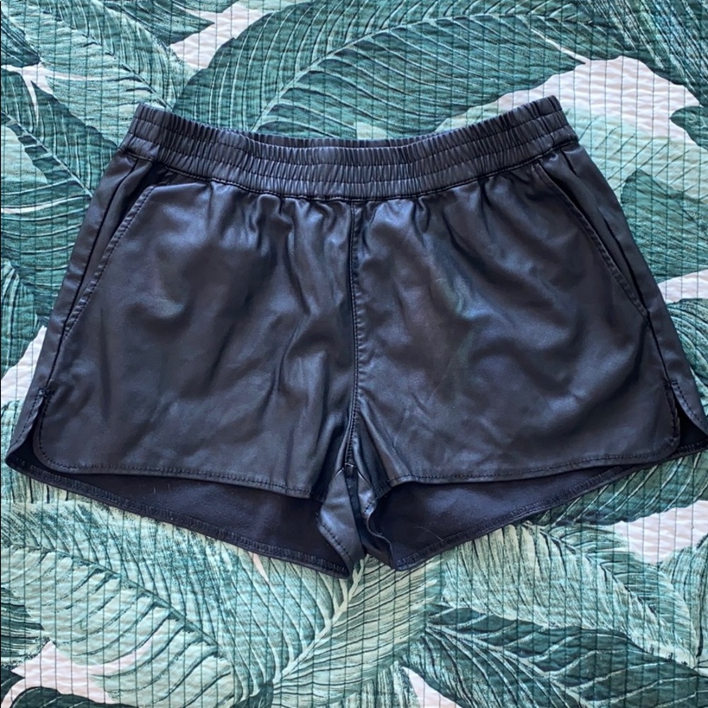 H&M Faux Black Leather Shorts SZ 8